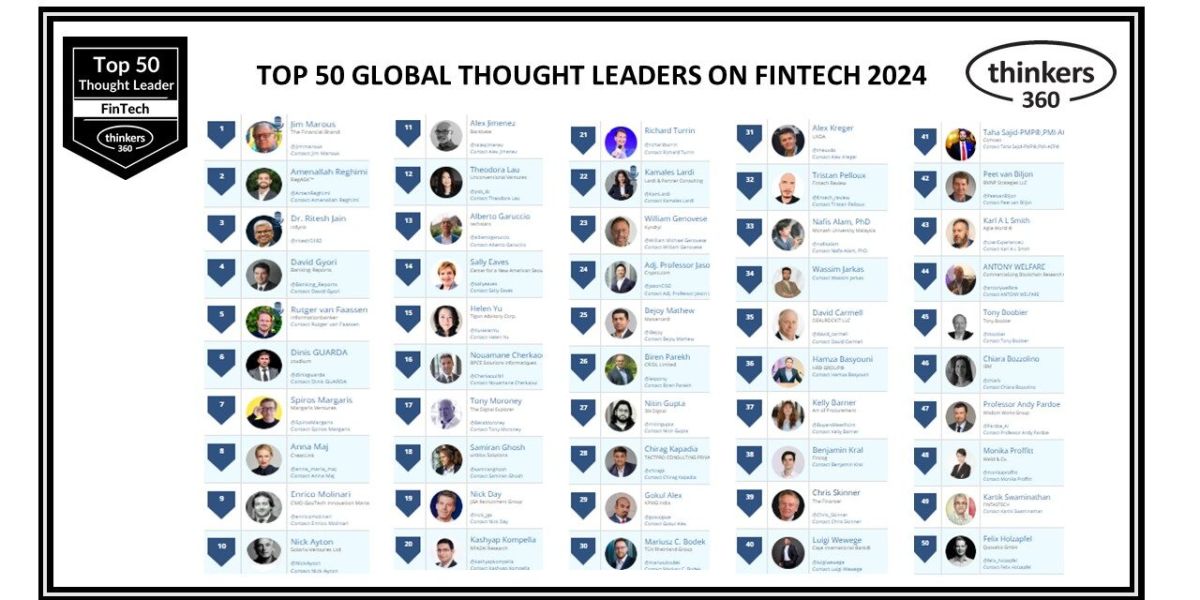 Top 50 Global Thought Leaders And Influencers On FinTech 2024