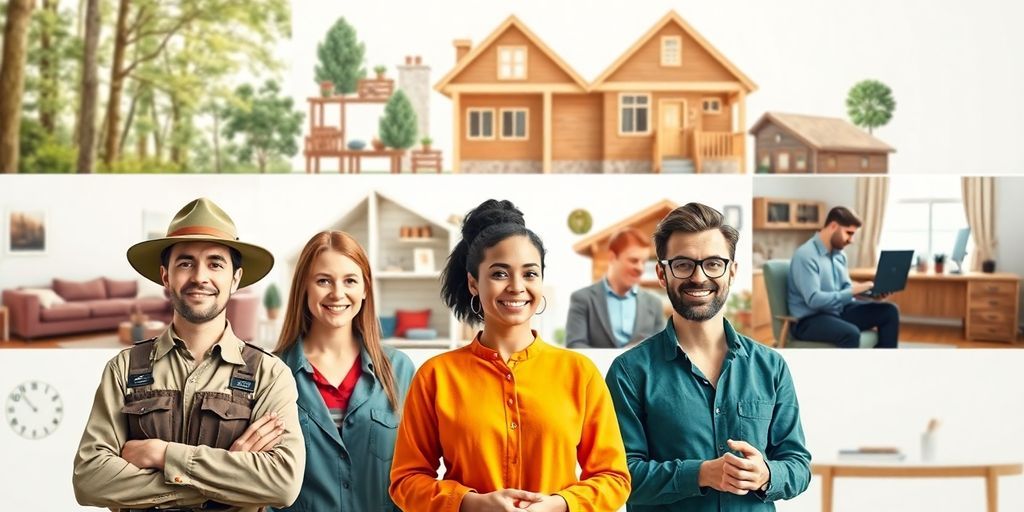 Diverse professionals enjoying careers with housing benefits.