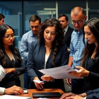 FBI professionals collaborating in an office environment.