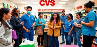 Diverse CVS employees working together in a store.