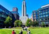 Students on campus at New York Institute of Technology Manhattan.