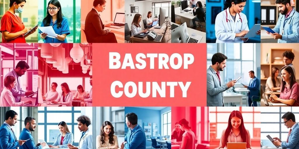 Collage of professionals in Bastrop County job settings.