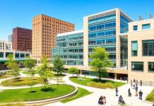 Chicago Illinois Institute of Technology campus with students.