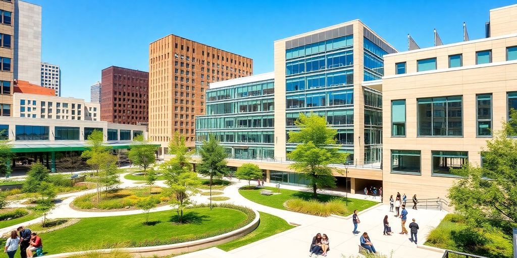 Chicago Illinois Institute of Technology campus with students.